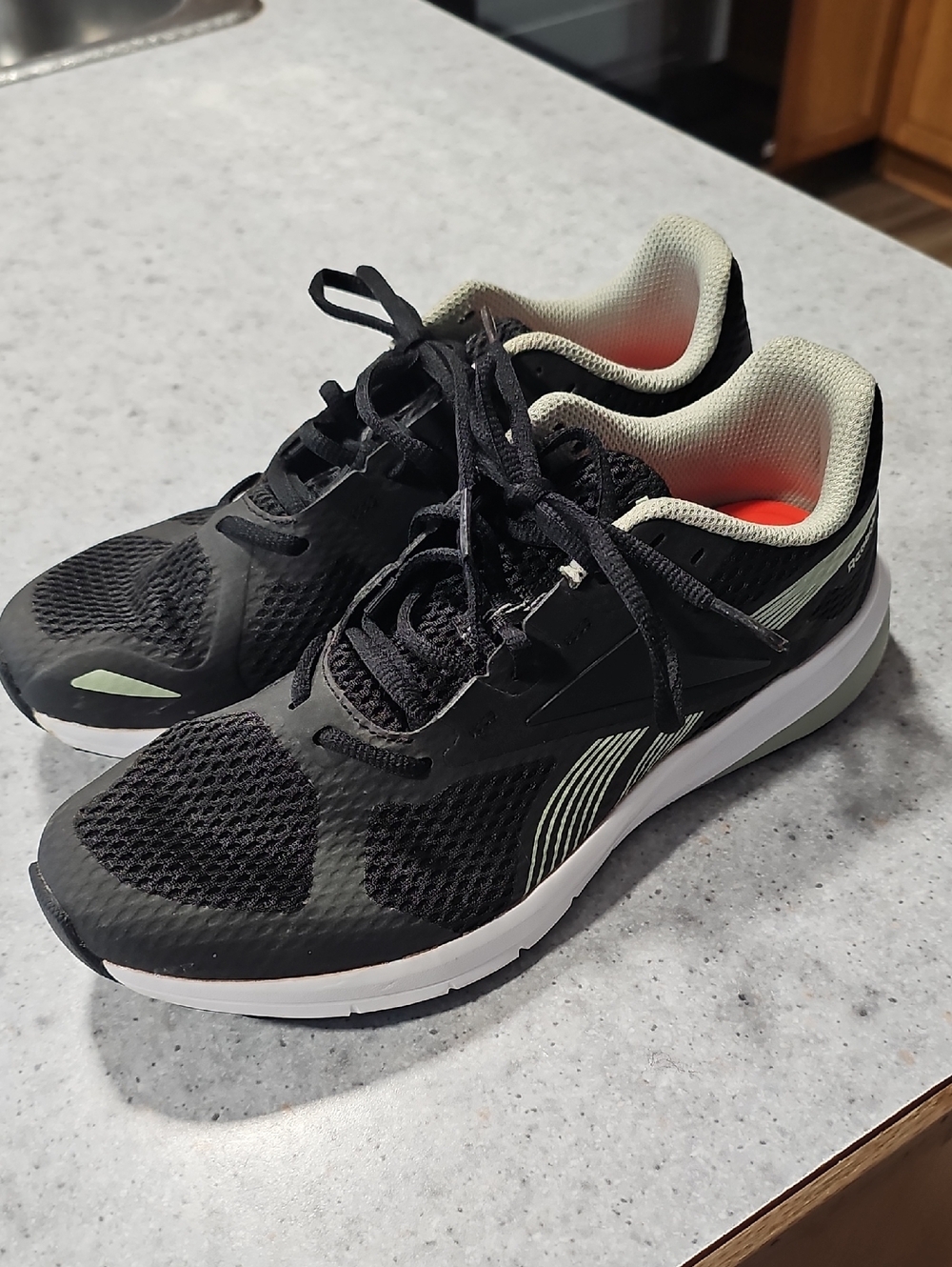 Reebok Black Athletic Sneakers with Mint Lining and White Sole